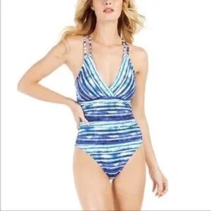 La Blanca Serene Stripe Tummy-Control Strappy One-Piece Swimsuit 4